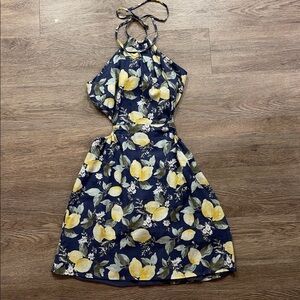 Abercrombie & Fitch Lemon Cut Out Backless Halter Dress